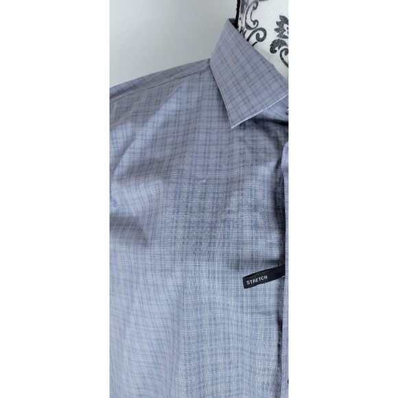 John Varvatos Regu Fit Dress Shirt Button Up Size 36/37 17 1/2 Plaid Royal Bl - Picture 2 of 16